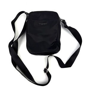 Baggallini Take Two RFID Crossbody Black Nylon Gunmetal Hardware Handbag New